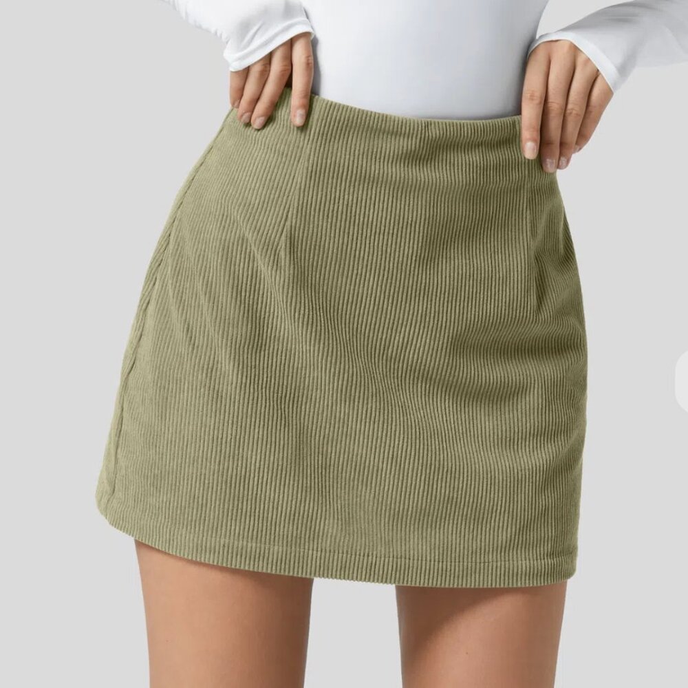 Viral Halara High Waisted  2-in-1 A Line Mini Corduroy Casual Skirt